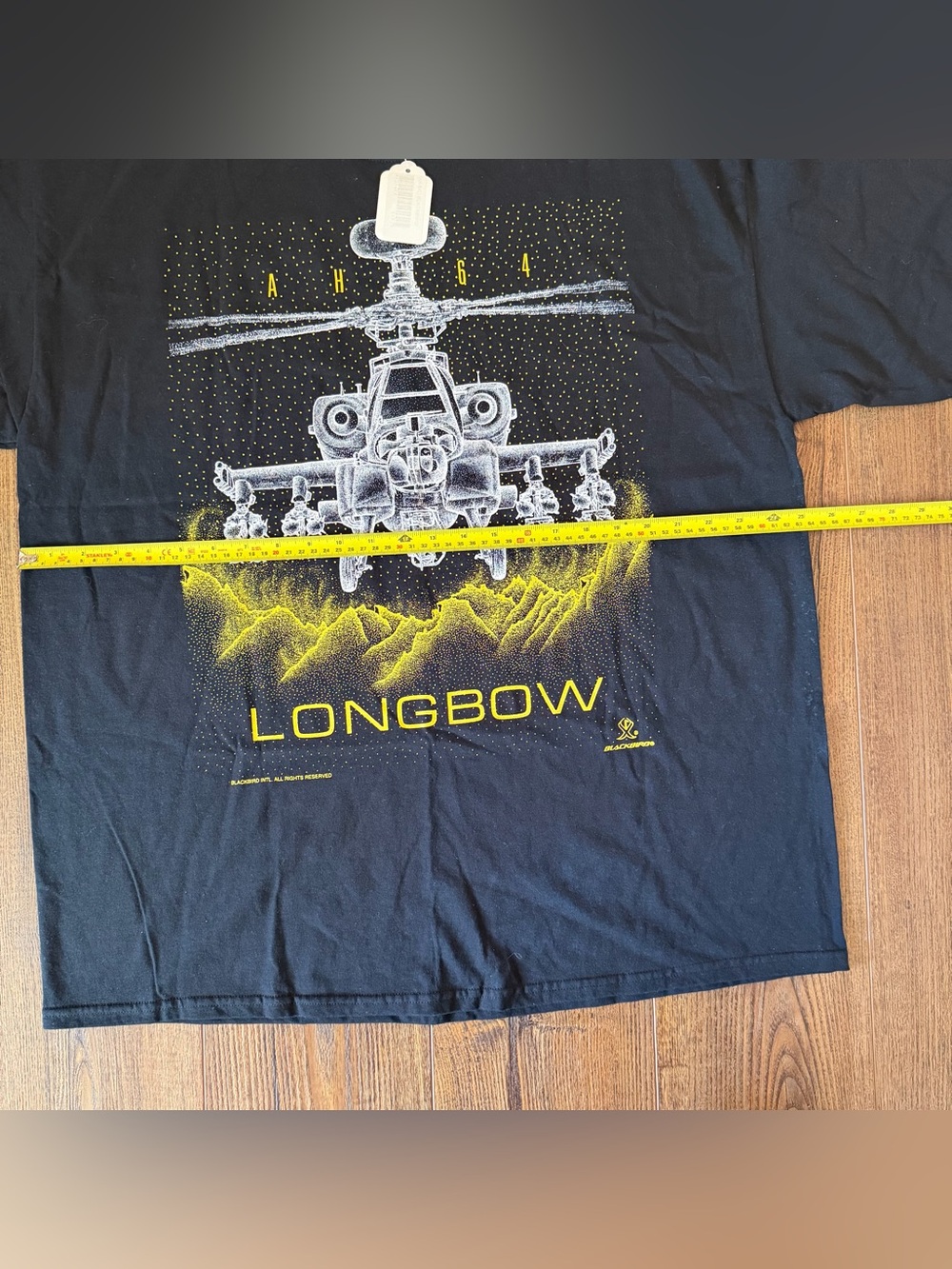 Vintage Military Mens Tshirt 64 Longbow Blackbird Helicopter Black Size 2XL - Picture 7 of 16